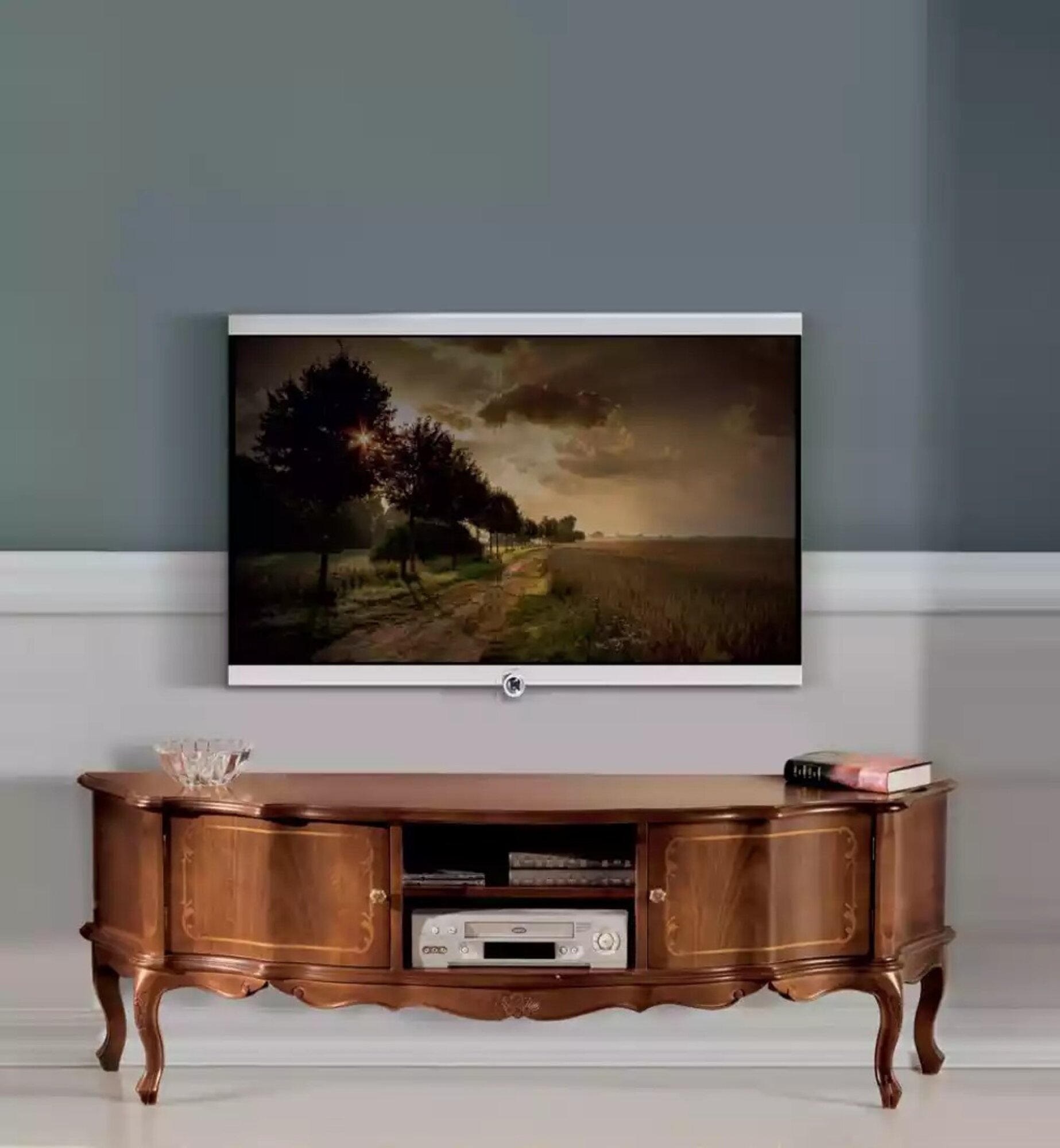 Braunes Klassisches TV-Regal Luxus StÃ¤nder Lowboard Wohnzimmer MÃ¶bel