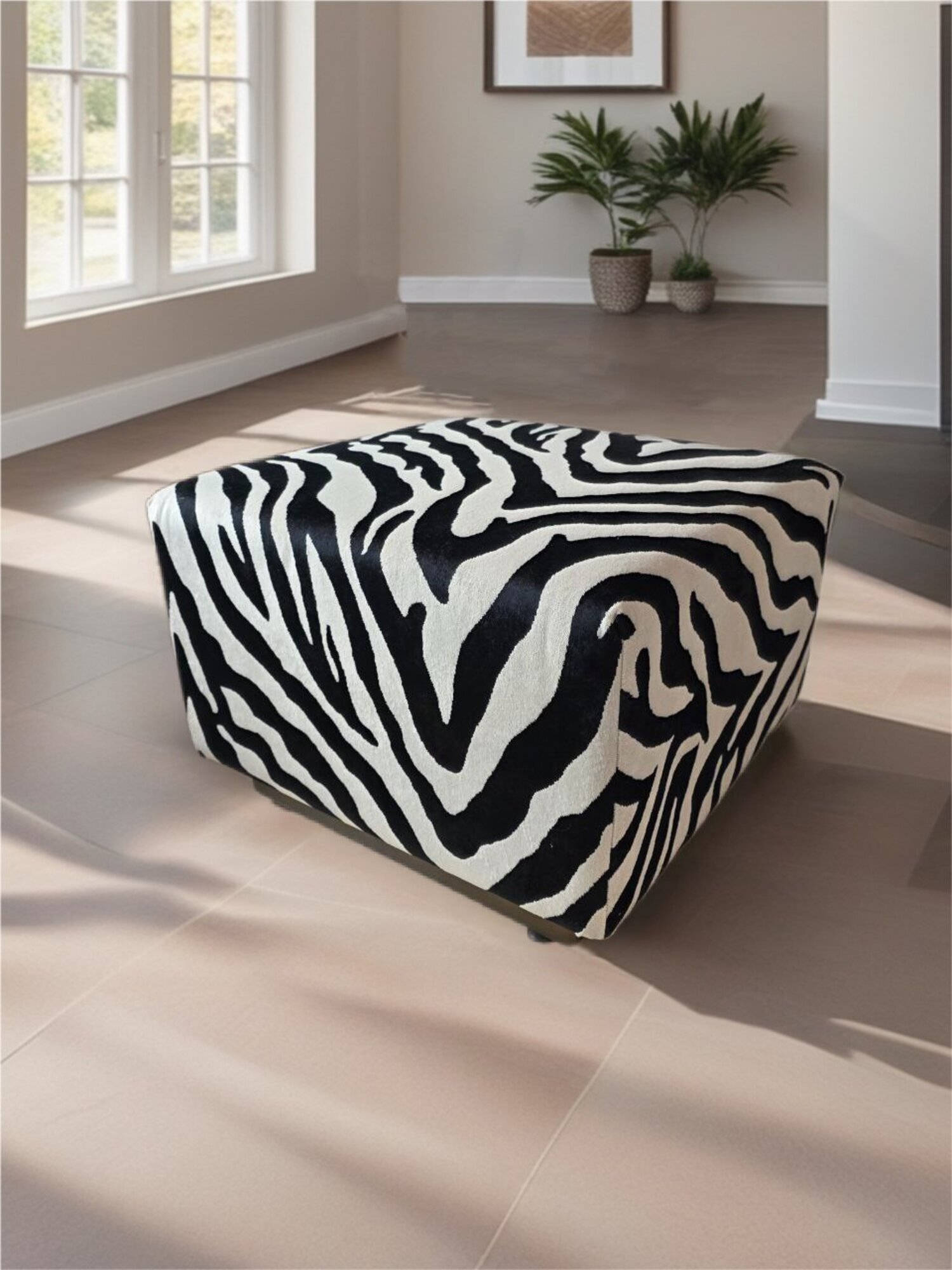 Hocker Sitzhocker Zebramuster SitzwÃ¼rfel Stoff Polster Wohnzimmer Sitz Sofort