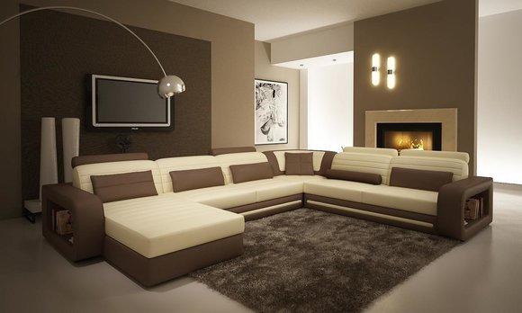 XXL Wohnlandschaft Couch Sofa Polster Garnitur GroÃ Leder Textil Stoff