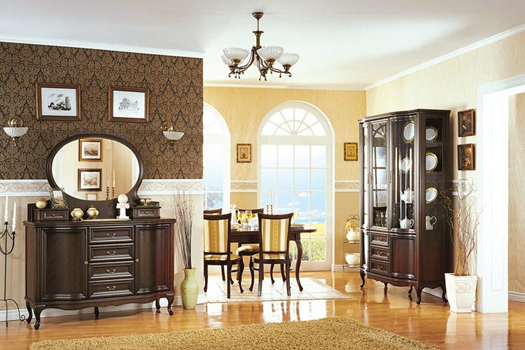Klassisches 10-Set Esszimmer Vitrine Kommode StÃ¼hle Tisch Chippendale