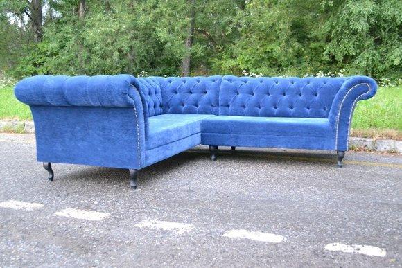 Wohnlandschaft Chesterfield Ecksofa Sofa Couch Polster Garnitur Leder Textil