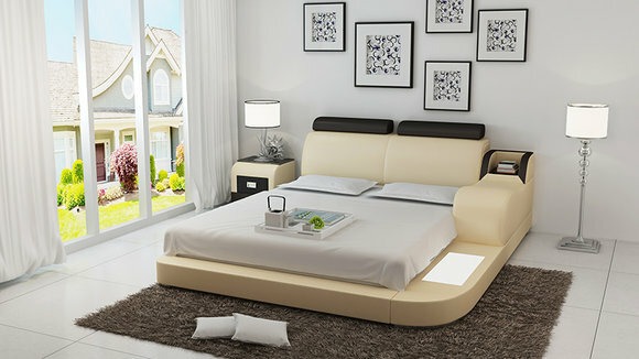 Bett Design Luxus Luxus Betten Leder Modernes Schlafzimmer 140/160/180 LB8813