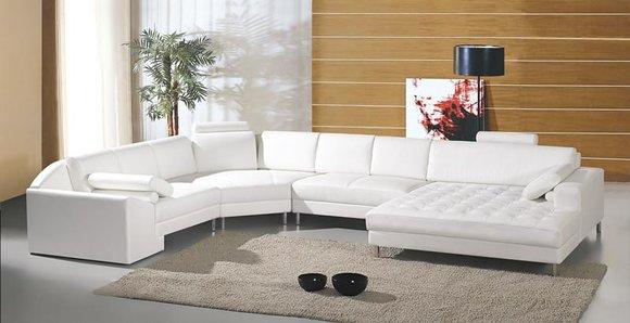 Moderne Wohnlandschaft mit Chesterfield KnÃ¶pfen Ledersofa Sofa Couch Polster 2236