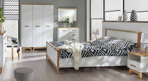 7 tlg. Schlafzimmer Set Komplett SchlafmÃ¶bel Schrank Nachttische Kommode