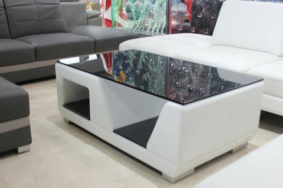 Couchtisch Tisch Couchtische Glastisch Tische Designer WeiÃ Kunstleder