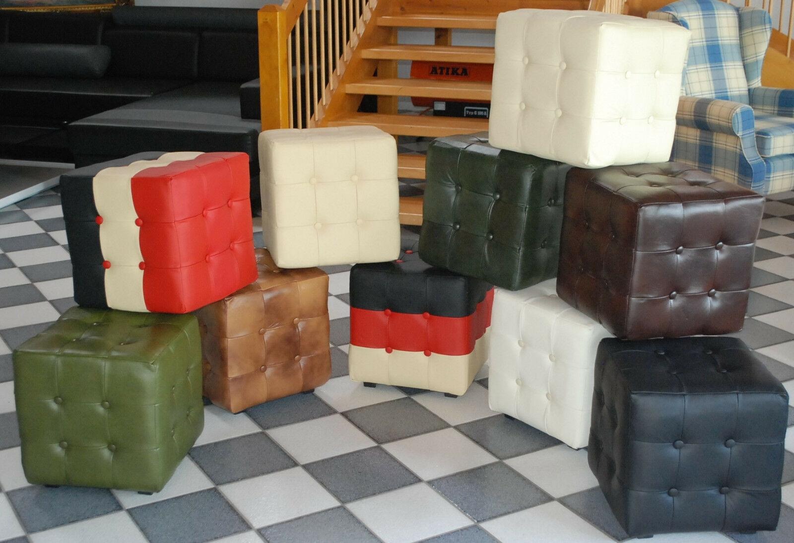 Chesterfield Hocker 100% Echtes Leder Bank Sitz Polsterhocker SitzwÃ¼rfel