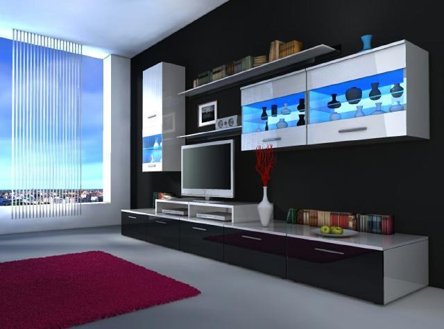 Sofortlieferbar Hochglanz Wohnwand Wohnzimmer Sideboard Vitrine Anbauwand Neu!