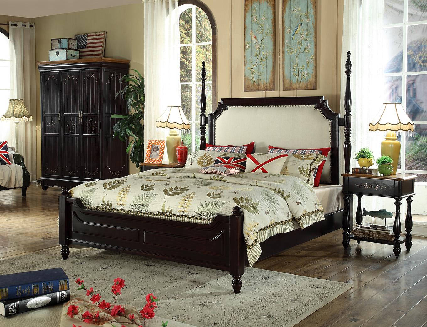 Luxus Echtholz MÃ¶bel Amerikanische Holz Betten Schlafzimmer Bett 3tl. Set Neu