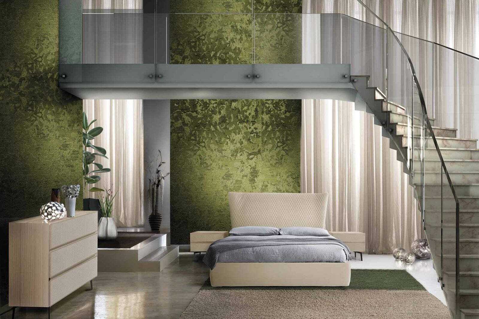 Luxus Schlafzimmer Set 4tlg. Bett + 2x Nachttisch +Kommode Moderne Design Betten