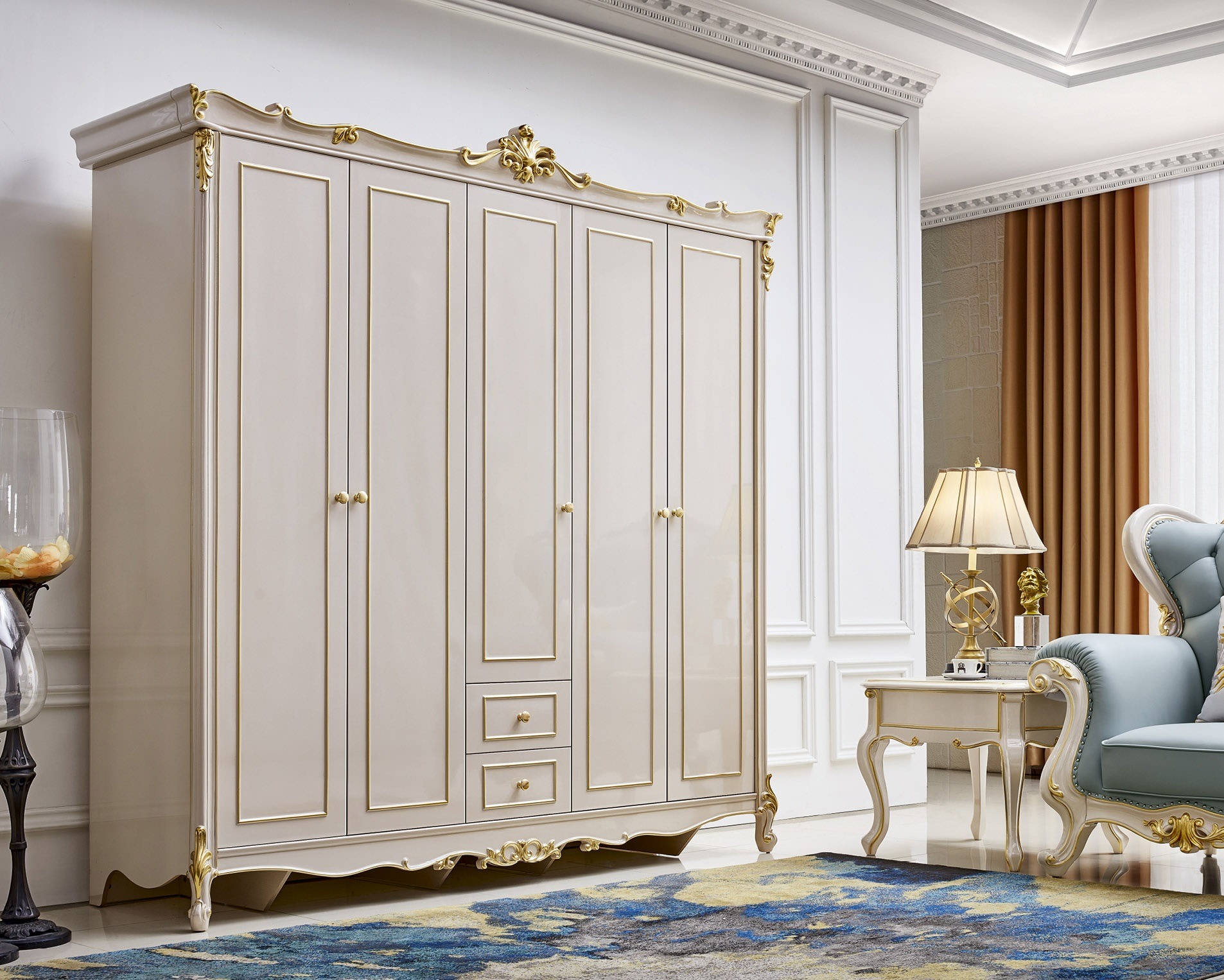 Kleiderschrank Schlafzimmer Holz Schrank Barock Antik Stil Rokoko SchrÃ¤nke Neu