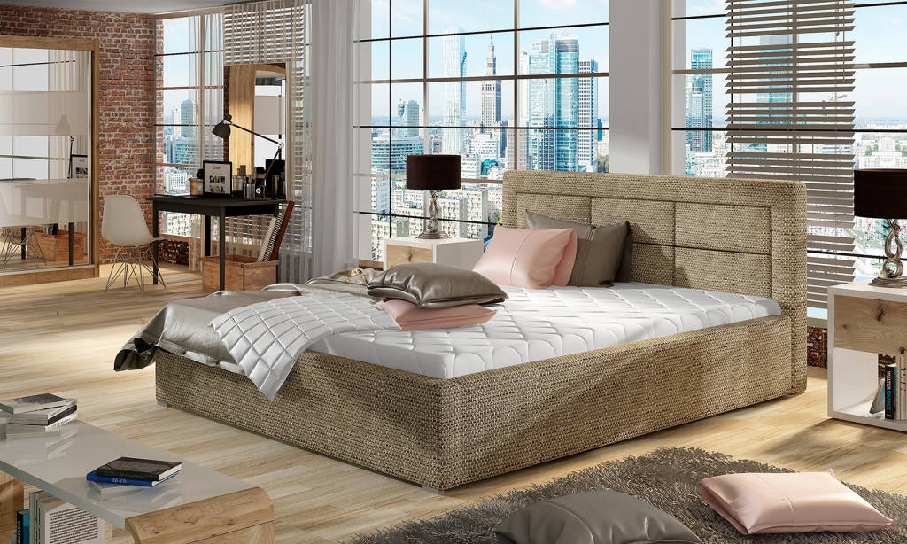 Designer Bett Schlafzimmer Betten Textil Deko Hotel Luxus Polster Robustes