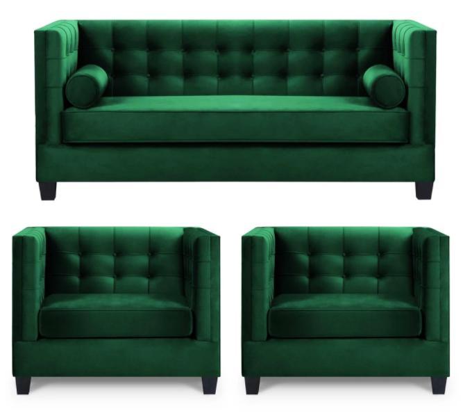 Sofagarnitur Couch Samt Polster couchen komplett set garnituren wohnzimmer grÃ¼n