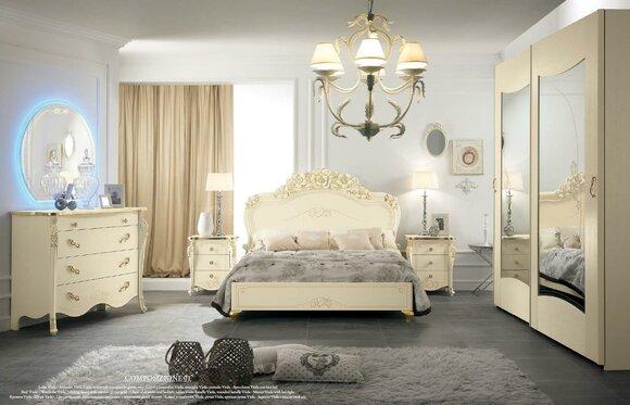 Bett Beige Holzbett MÃ¶bel Massivholz Schlafzimmer design Betten Hotel MobilPiu