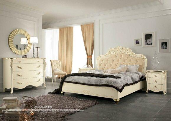 Bett Beige Holzbett Schlafzimmer Design Betten Italienische Art dÃ©co Italien Neu