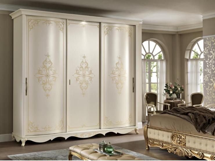 Kleiderschrank mit Spiegel Massivholz SchlafzimmermÃ¶bel Design SchrÃ¤nke Italien