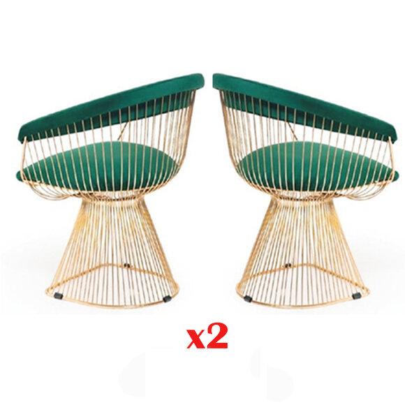 Design Sessel Polster Set 2x Stuhl Edelstahl 100% Stoff Esszimmer MÃ¶bel