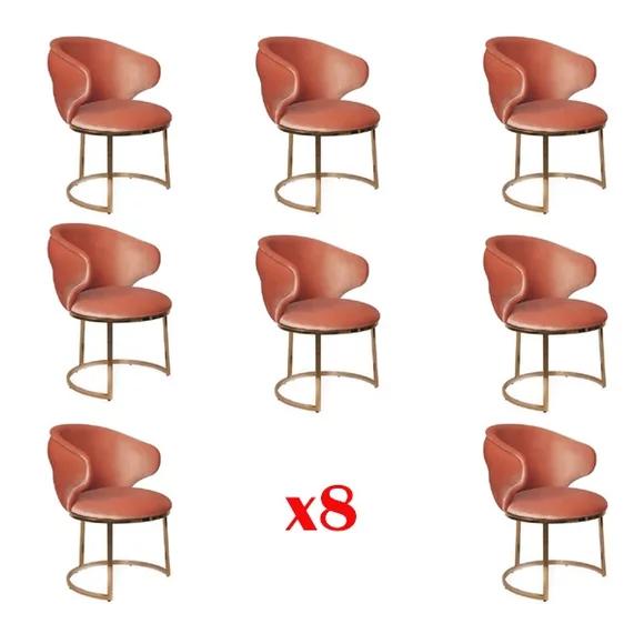 Esszimmer Textil Set 8x Design Stuhl Metall Lehnstuhl Garnitur StÃ¼hle