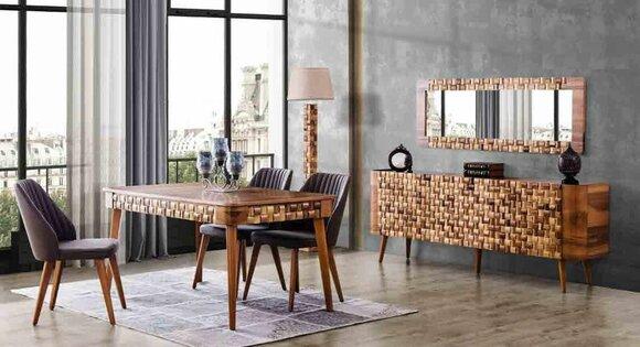 Italienisches Designer Esszimmer Set Garnitur Stuhl Tisch Kommode Gruppe 7tlg.
