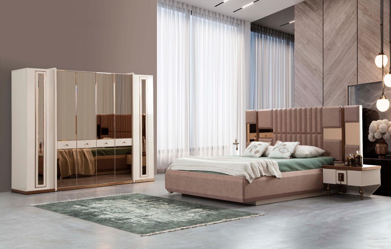 Schlafzimmer Komplett Set 4tlg Bett 2x Nachttische Kleiderschrank Betten