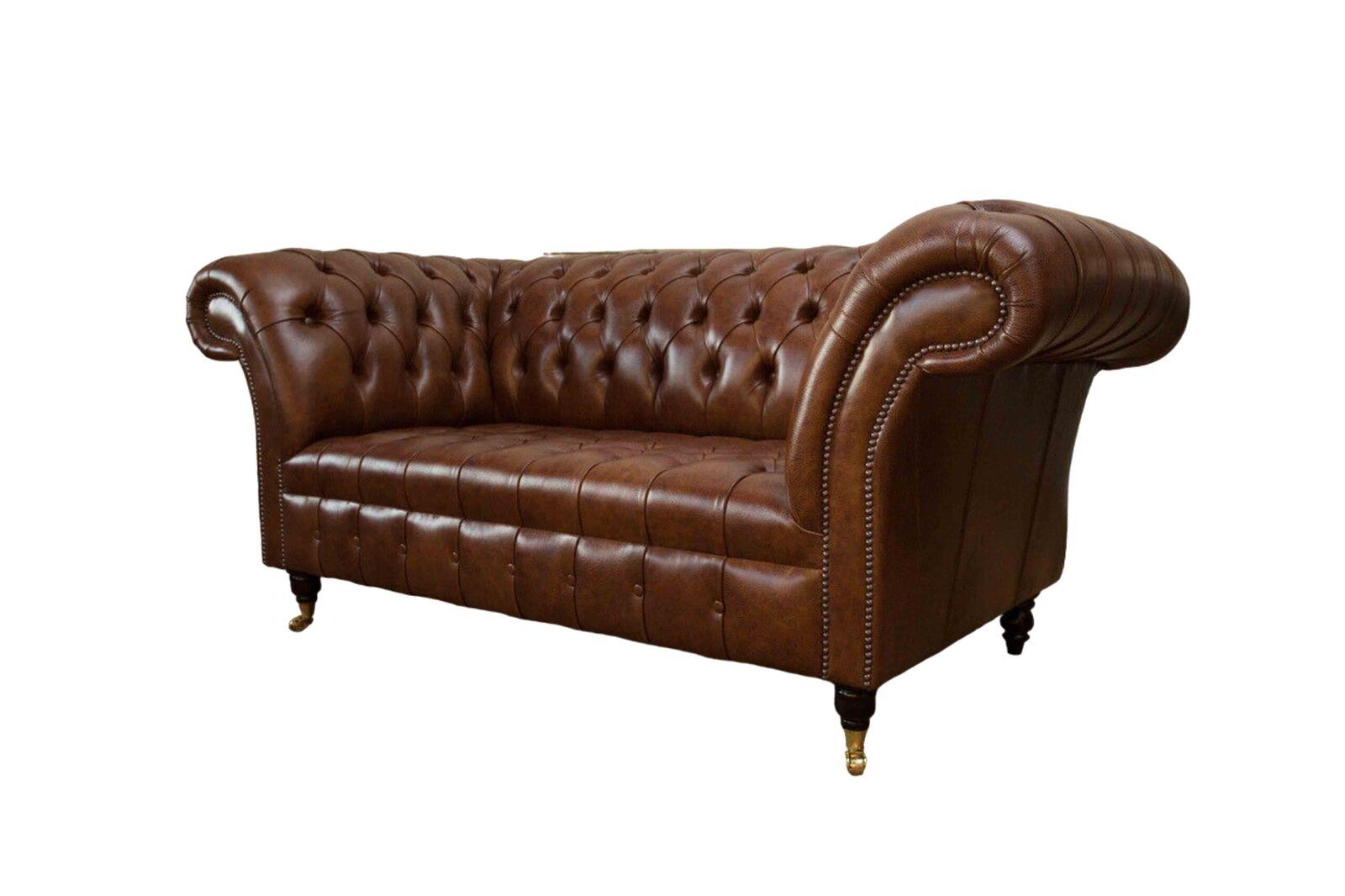 Luxus Sofa 2 Sitzer Sofas Braun Leder Design MÃ¶bel Stil Polster Neu