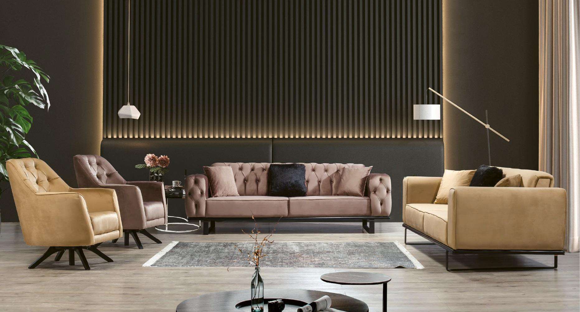 Sofagarnitur Couch Set Chesterfield 3+3+1+1 Sitz Sofa Polster MÃ¶bel Garnitur