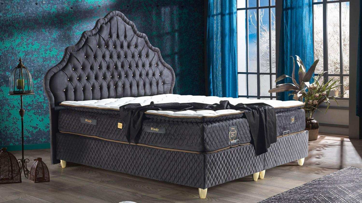 Bett Design Betten Luxus Schwarz Polster Schlafzimmer MÃ¶bel Chesterfield