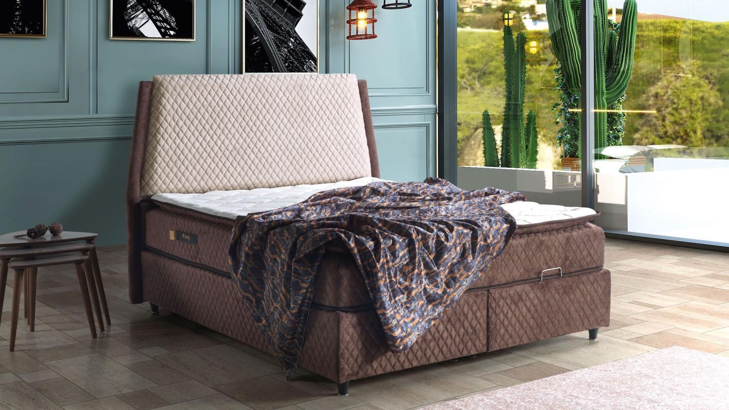 Bett Design Betten Luxus Betten Polster Schlafzimmer MÃ¶bel Boxspring Braun