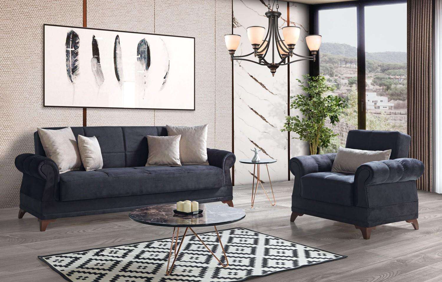 Sofagarnitur 3+1 Sitzer Textil Modern Komplett Sessel Sofa 3 Sitzer Luxus Relax