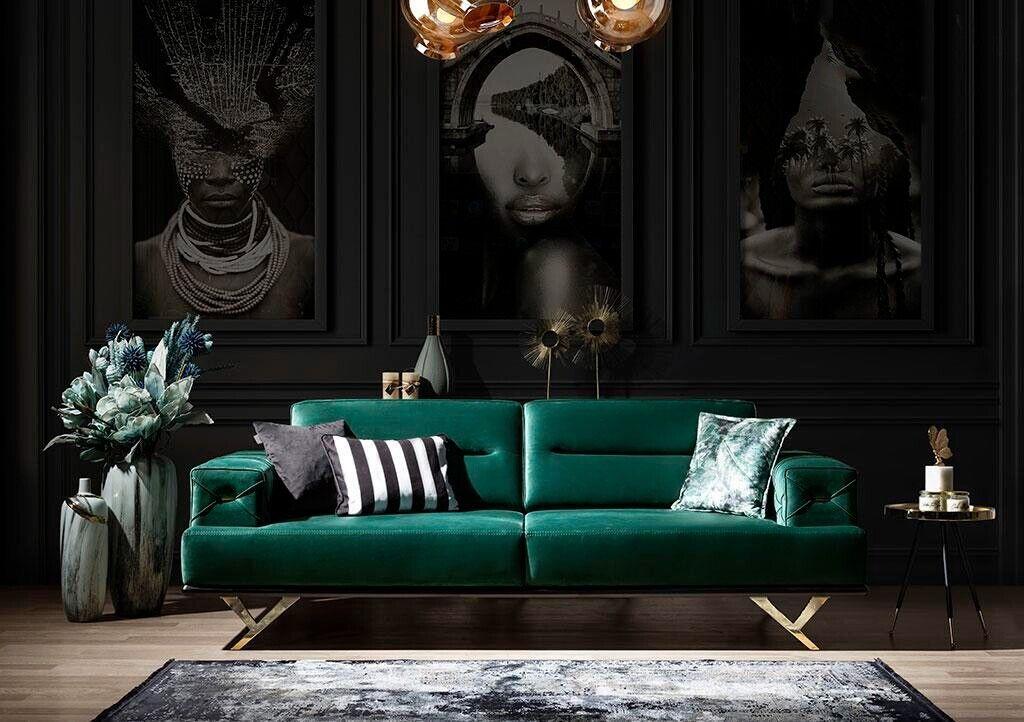 GrÃ¼ner Dreisitzer Wohnzimmer Sofa TextilmÃ¶bel Polstercouchen Edelstahl