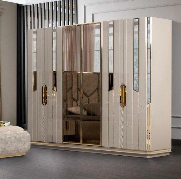 Kleiderschrank Holzschrank Moderne Garderobenschrank Schrank Beige