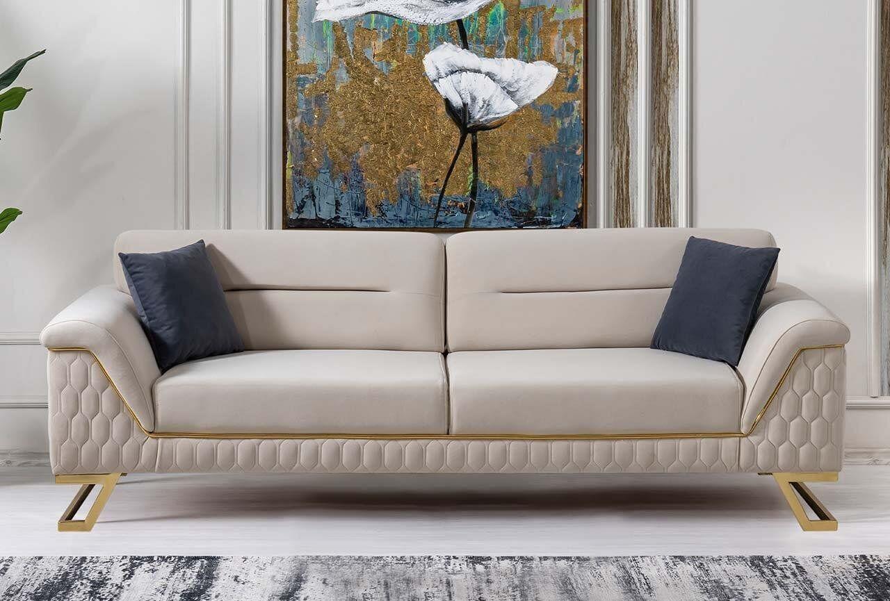 Moderner WeiÃer 3-Sitzer Wohnzimmer Luxus Polstersofa Edle SitzmÃ¶bel
