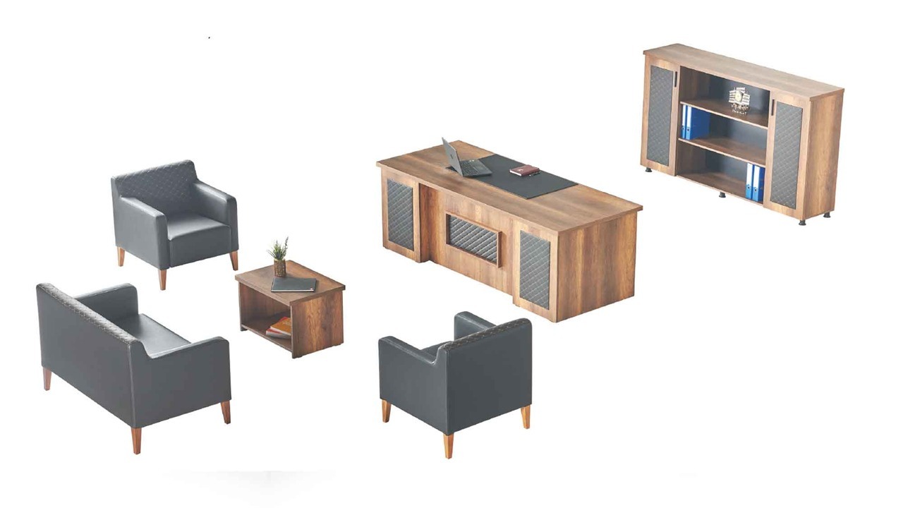 LuxuriÃ¶se BÃ¼ro Garnitur Robuste Arbeitszimmer MÃ¶bel Tisch Sideboard 6tlg