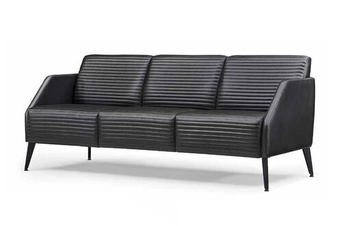 Designer Schwarze Ledercouch Wohnzimmer Dreisitzer Luxus PolstermÃ¶bel