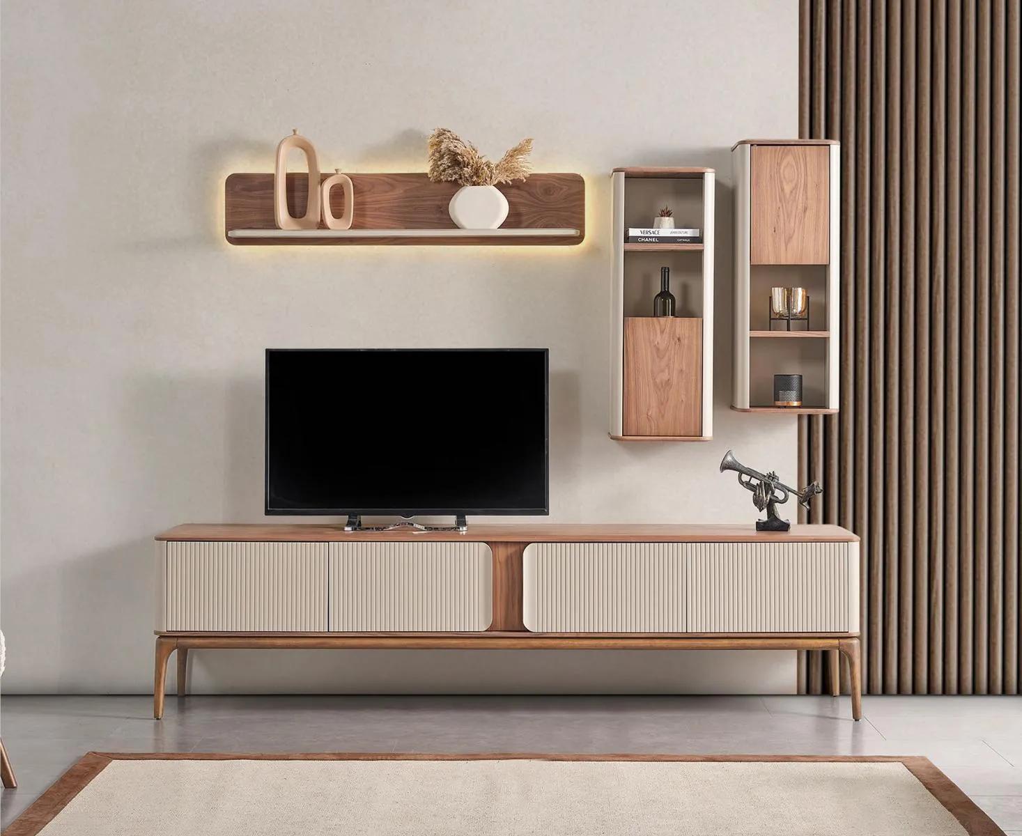 TV-MÃ¶bel & SchrankwÃ¤nde Wohnwand rtv Lowboard Schrank WohnwÃ¤nde Beige Sofort