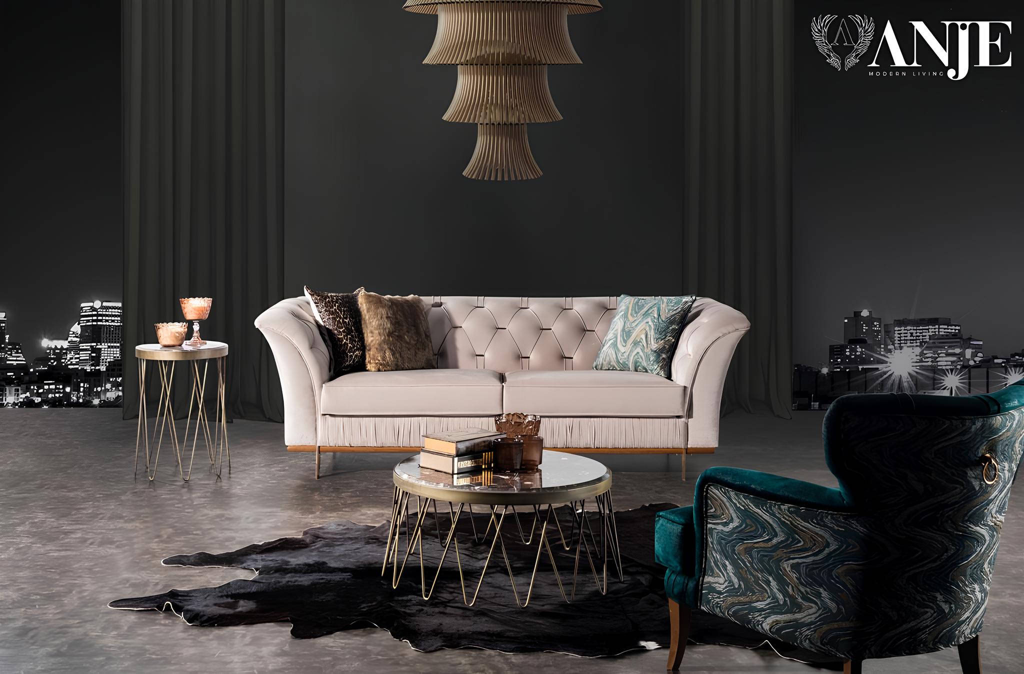 FÃ¼r Wohnzimmer LuxuriÃ¶ses Set Sofa+Sessel Bequem Textil Modern Neu