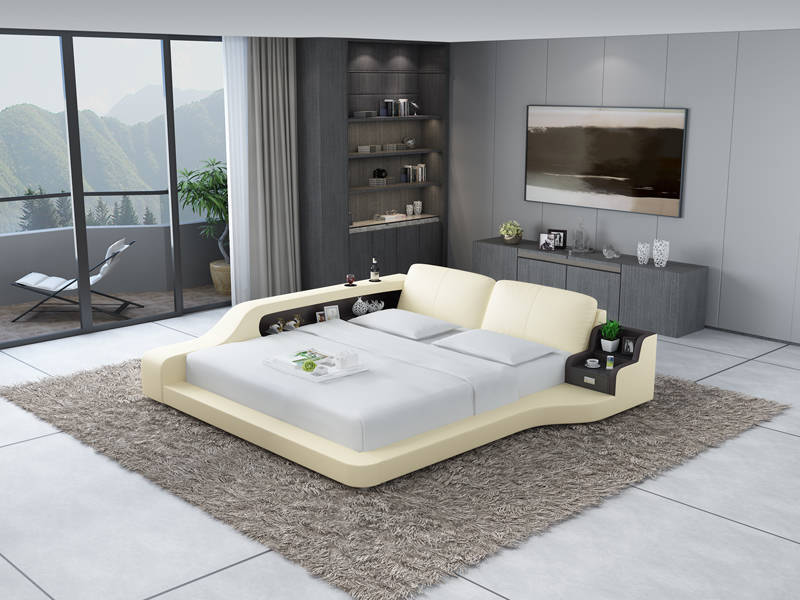 Designer Bett Polsterbett Luxusbett Doppelbett Ehebett Betten Mit USB LB8841 Neu