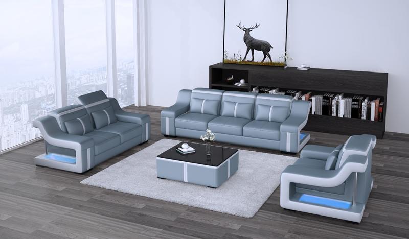 Wohnzimmer Polstergarnitur Ledersofa Couch Sitz Polster Garnituren 3+2+2 Sofa