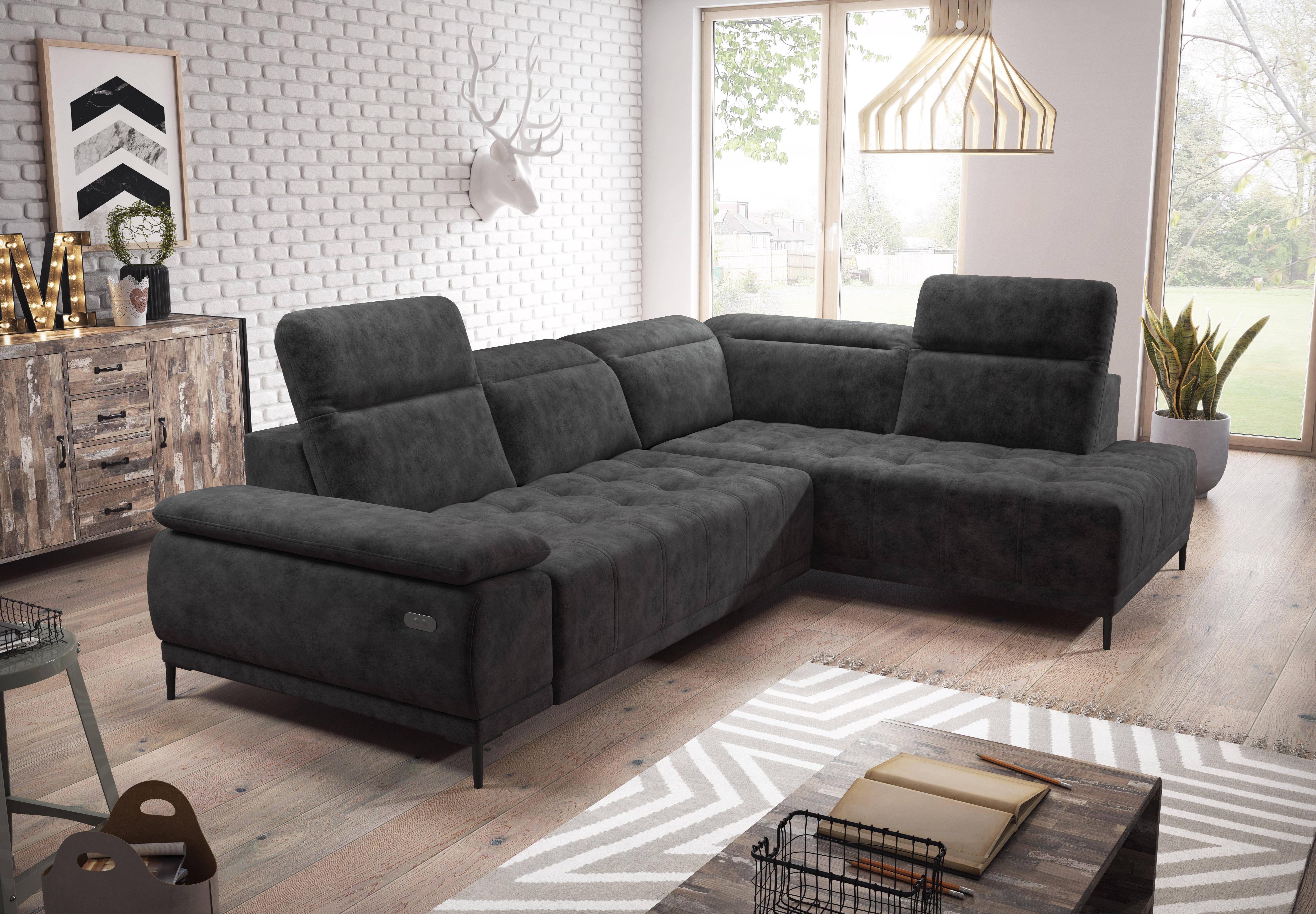 Automatik Ecksofa Sofa Couch Design Couch Polster Textil Modern L-Form Stoff Neu