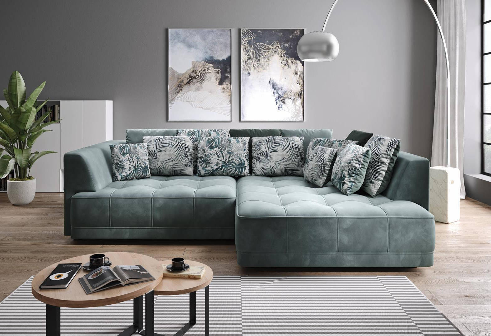 Ecksofa L Form Wohnlandschaft Couch Ecksofa Polster GrÃ¼ne L-Form Modernes Sofa