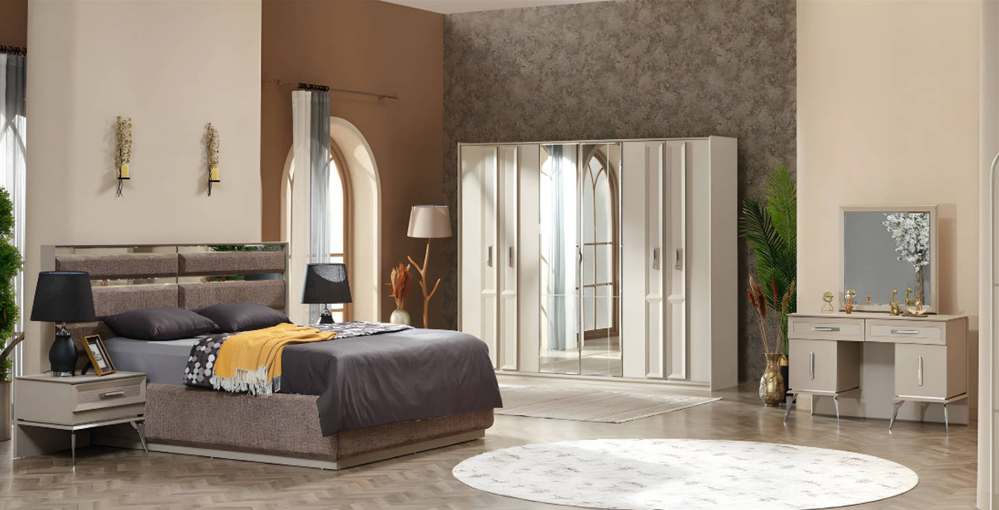 Schlafzimmer Set 6tlg Luxus Design Komplett MÃ¶bel Grau Bett Kleiderschrank