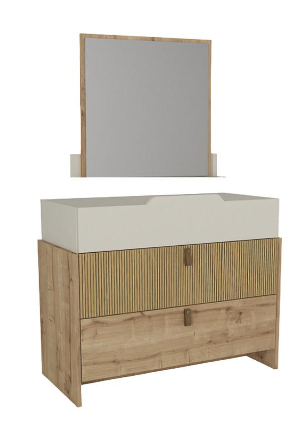 Jugendzimmer Luxus Kommoden mit Spiegel Beige Moderne MÃ¶bel stilvolles 2tlg