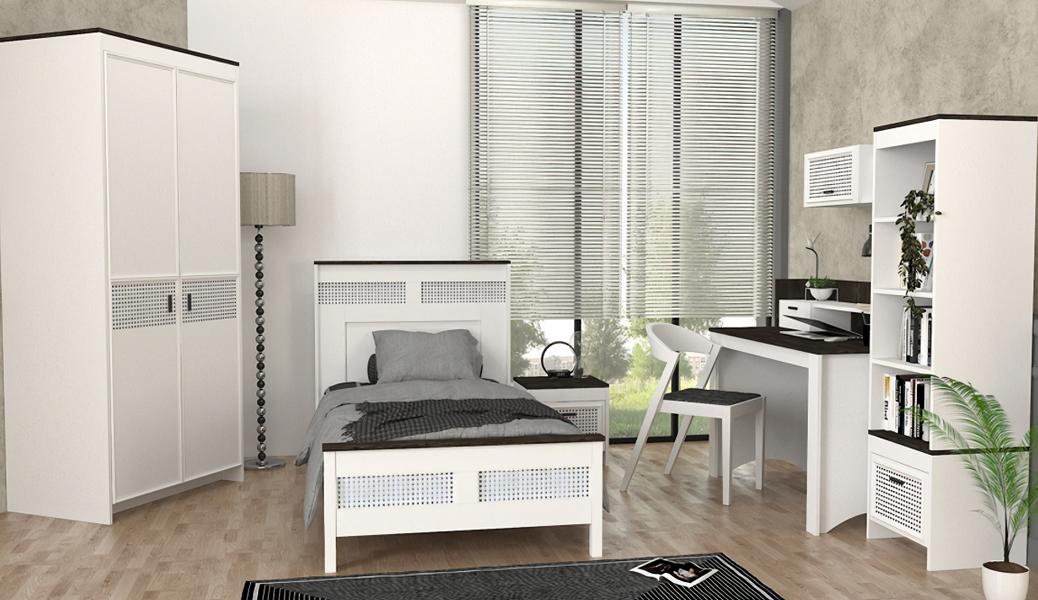 Jugend Set Bett Nachttisch BÃ¼cherregal Schreibtisch Kleiderschrank 6tlg