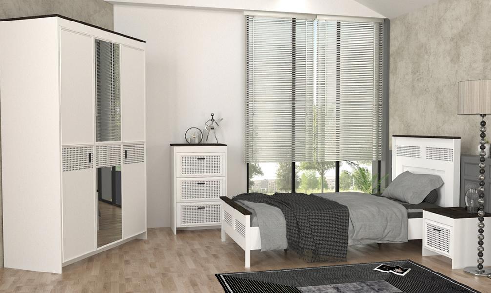 Jugendzimmer Set Bett Nachttisch Kleiderschrank stilvoll 3tlg KindermÃ¶bel WeiÃ