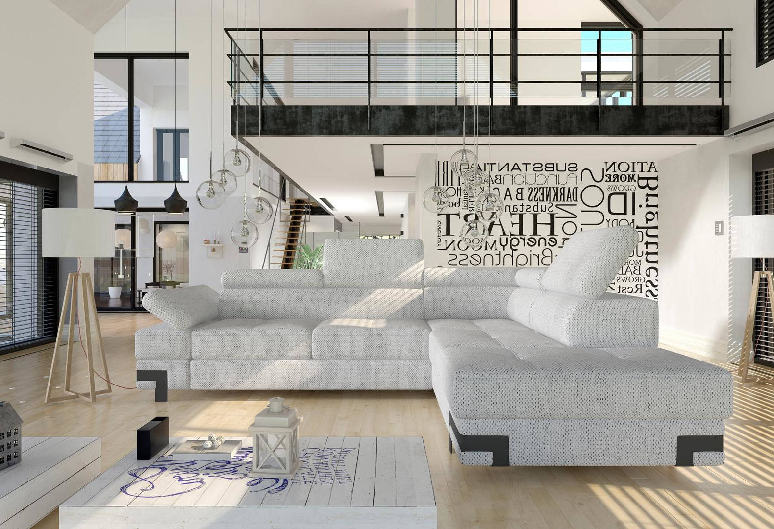 Ecksofa Grau Stoff L Form Sofa Couch Design Couch Polster Textil Modern Sofas