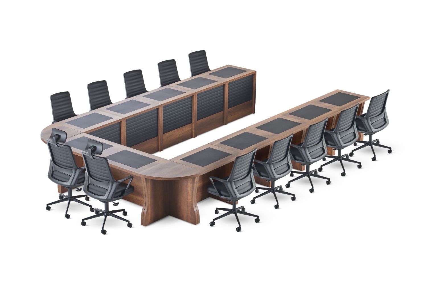 Konferenztisch BÃ¼ro BÃ¼roeinrichtung Schwarz Braun Modern U-Form Holz