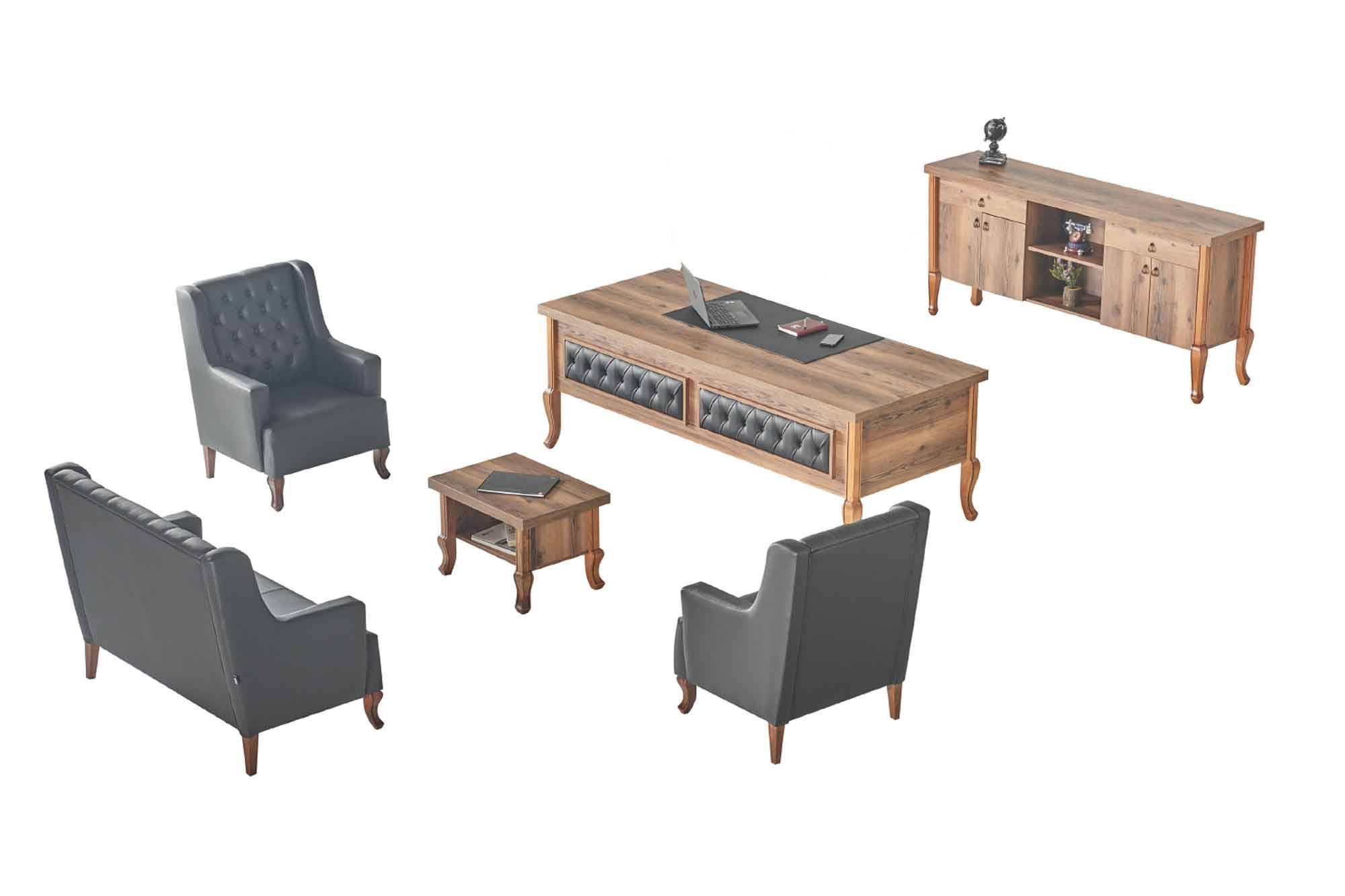 Komplett BÃ¼roeinrichtung Set Schreibtisch Sofas Sideboard Klassisch Holz