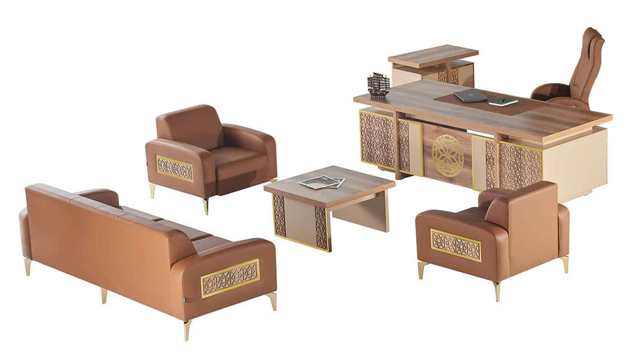 Komplett-Set Schreibtisch SitzmÃ¶bel Stauraum Arbeitszimmer Braun BÃ¼ro