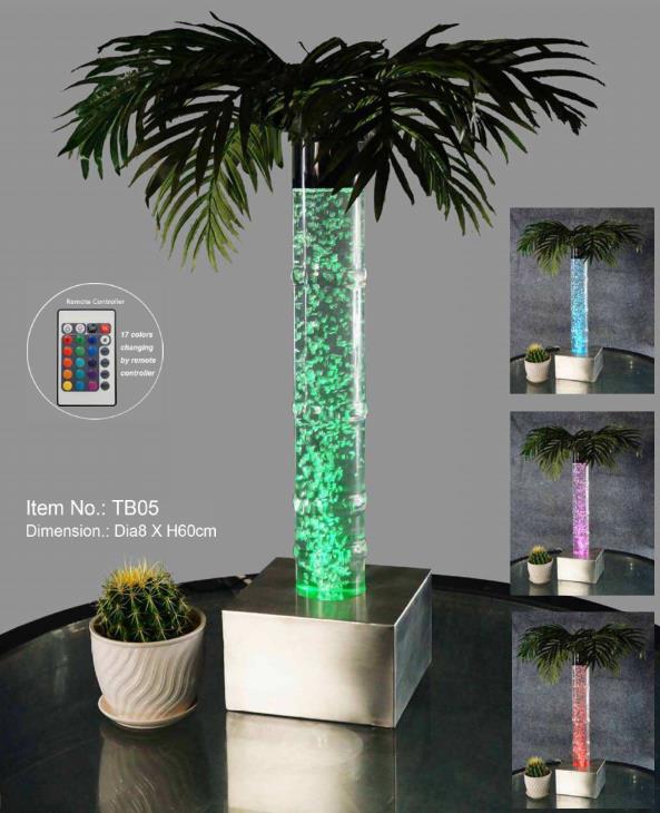 Led Design Sprudel WassersÃ¤ule 60cm Wasser SÃ¤ulen Beleuchtet Tisch Palme Pflanze Sofort