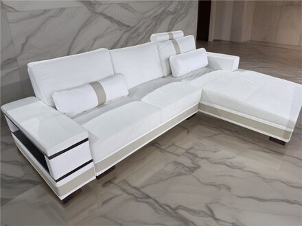Sofa aus Kunstleder Schlafsofa Designersofas mit Schlaffunktion Ecksofa WeiÃ/Beige Sofort