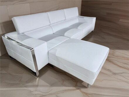 Ecksofa aus Kunstleder in WeiÃ/Beige â Designersofa mit praktischer Schlaffunktion Sofort